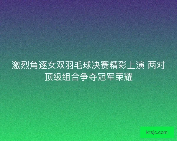 激烈角逐女双羽毛球决赛精彩上演 两对顶级组合争夺冠军荣耀